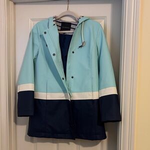 Talbots Women's Aqua and Navy Rain Jacket